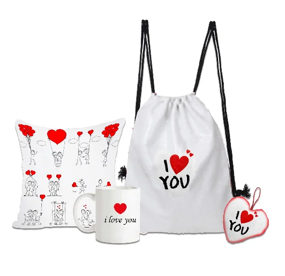 Valentine day gift combo bag - White